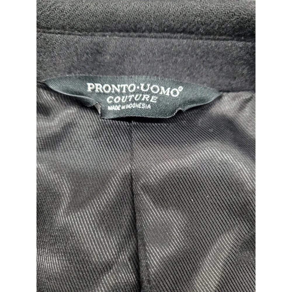 Pronto Uomo Couture Blazer Mens 46 Long Black  Wool Silk Cashmere‎